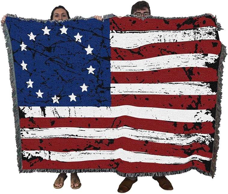 Pure Country Weavers United States Betsy Ross 13 Colonies American Flag Blanket - Gift Tapestry Throw Woven from Cotton - Made in the USA (72x54) - Image 1