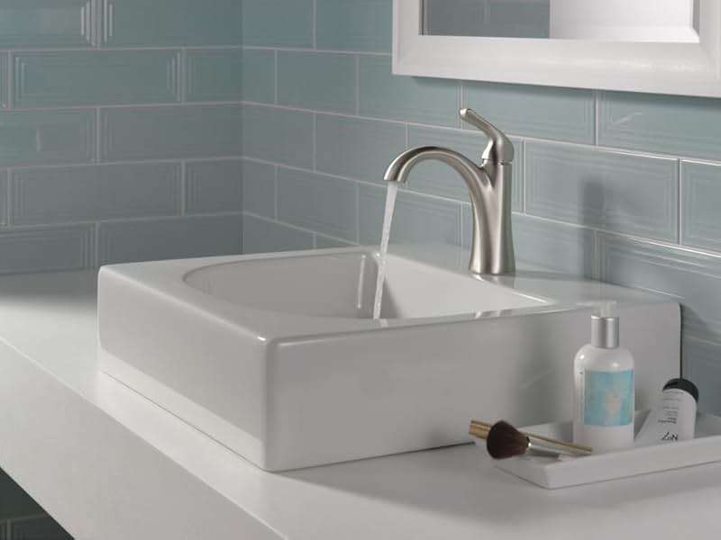 Delta Arvo Brushed Nickel Bathroom Faucet 1 Hole, Single Hole Bathroom Sink Faucet for Vanity, Push-Pop Drain Assembly, Spotshield Stainless 15840LF-SP - Image 2