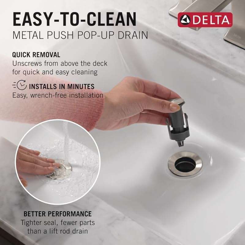 Delta Arvo Brushed Nickel Bathroom Faucet 1 Hole, Single Hole Bathroom Sink Faucet for Vanity, Push-Pop Drain Assembly, Spotshield Stainless 15840LF-SP - Image 8