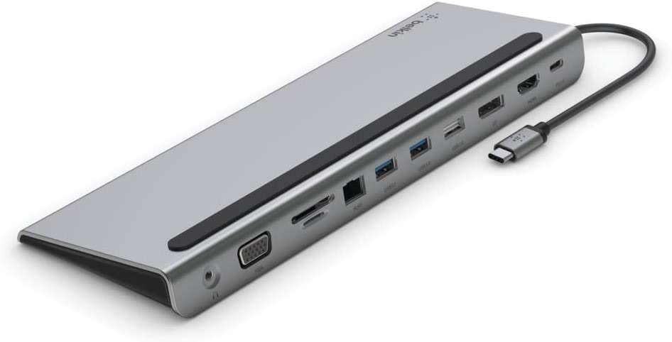Belkin USB C Hub, 11-in-1 Multi-Port Laptop Dock with 4K HDMI, DP, VGA, USB C Docking Station with 100W Power Delivery, USB A, Gigabit Ethernet, SD, MicroSD, 3.5mm Port For MacBook Pro, Air and More - Image 1