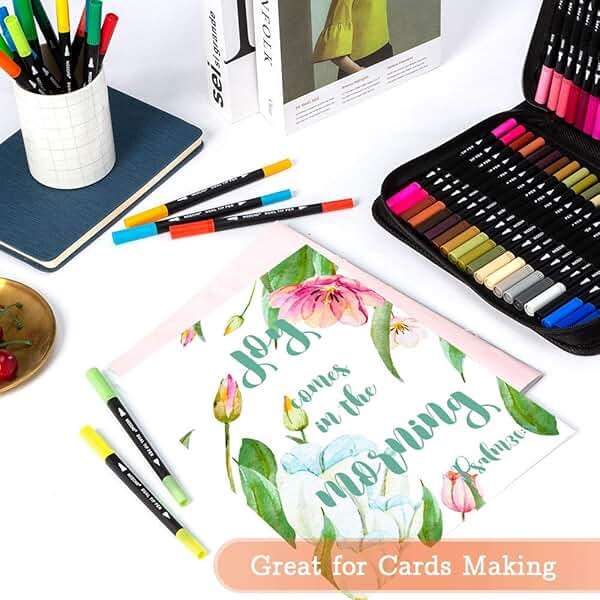 Nicecho 60 Colors Markers for Adult Coloring Books, Dual Brush Art Marker Pens - Fineliner & Brush Pen for Journaling, Calligraphy, Drawing, Sketching - Image 6