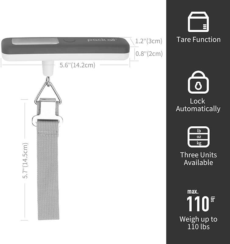 pack all 110 Lbs Luggage Scale, Digital Handheld Luggage Scale, Travel Weight Scale for Luggage with Backlit LCD Display, Battery Included - Image 3