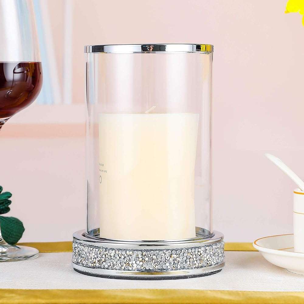 Pillar Candle Holders set of 2,Hurricane Candle Holders for Pillar Candle,Glass Candle Holder for Coffee Dining Table, Wedding, Christmas, Halloween, Home Decoration,Silver Candle Holders - Image 4