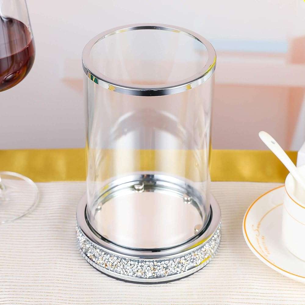 Pillar Candle Holders set of 2,Hurricane Candle Holders for Pillar Candle,Glass Candle Holder for Coffee Dining Table, Wedding, Christmas, Halloween, Home Decoration,Silver Candle Holders - Image 5