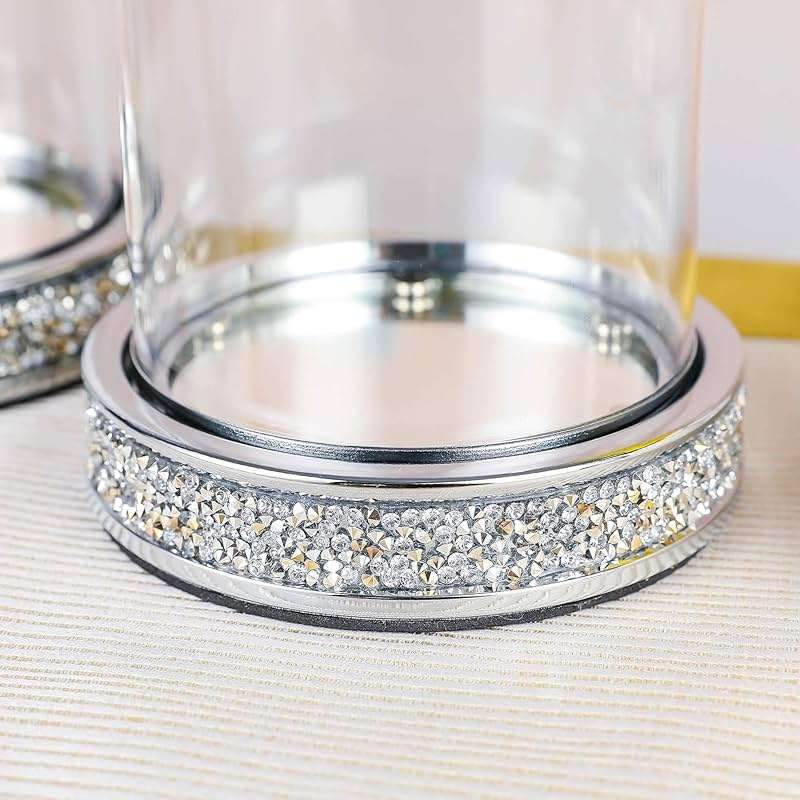 Pillar Candle Holders set of 2,Hurricane Candle Holders for Pillar Candle,Glass Candle Holder for Coffee Dining Table, Wedding, Christmas, Halloween, Home Decoration,Silver Candle Holders - Image 6