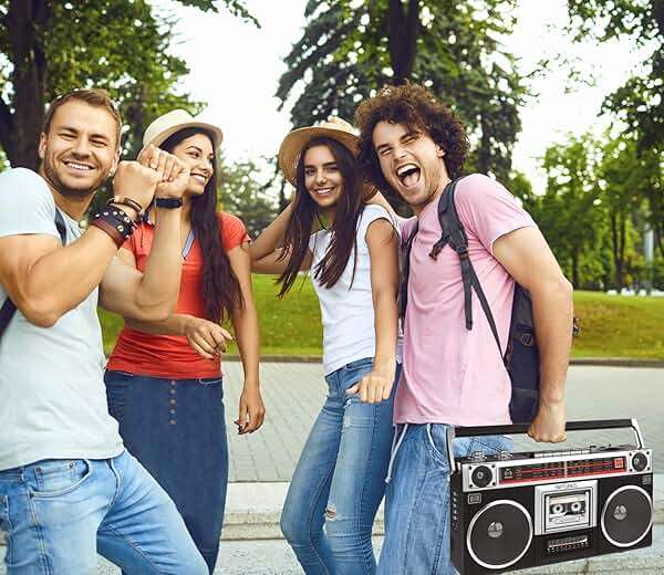 Riptunes Boombox Radio Cassette Player Recorder, AM/FM -SW1/SW2 Radio, Wireless Streaming, USB/Micro SD Slots, Aux in, Headphone Jack, Classic 80s Style Retro, Black - Image 5