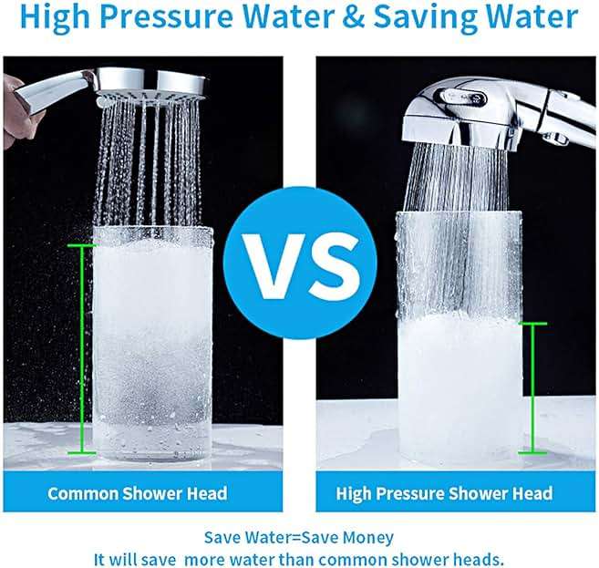 KAIYING Chrome High Pressure Handheld Shower Head with ON/OFF Pause Switch, 3 Spray Modes Shower Wand with Shut Off Button, Removable Camper Shower Head with Hose and Adjustable Angle Bracket - Image 5