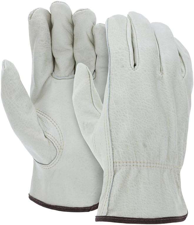 ATERET 12 Pairs Medium Heavy Duty Durable Cowhide Leather Work Gloves I Driver Gloves for Truck Driving, Warehouse, Gardening, Farming - Image 1