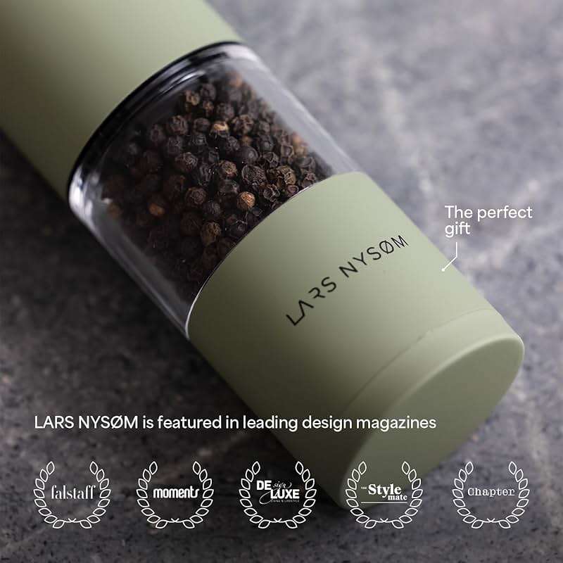 LARS NYSØM Salt and Pepper Grinder Set, Manual Salt and Pepper Mills with Adjustable Ceramic Grinder, Design Spice Shaker Set (Ash Gray) - Image 5