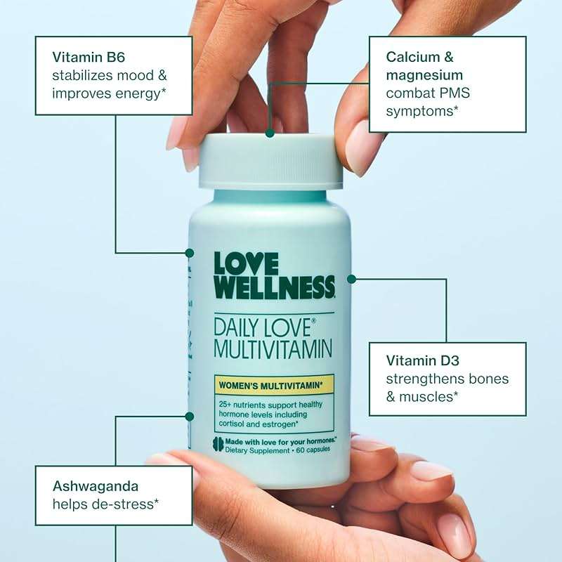 Love Wellness Daily Love Multivitamin for Women | Supports Energy, Cortisol, Immune Health, Stress Relief, & PMS | Complete with Vitamin D, C, Iron, Calcium, Zinc, & Biotin, Magnesium | 30-Day Supply - Image 4