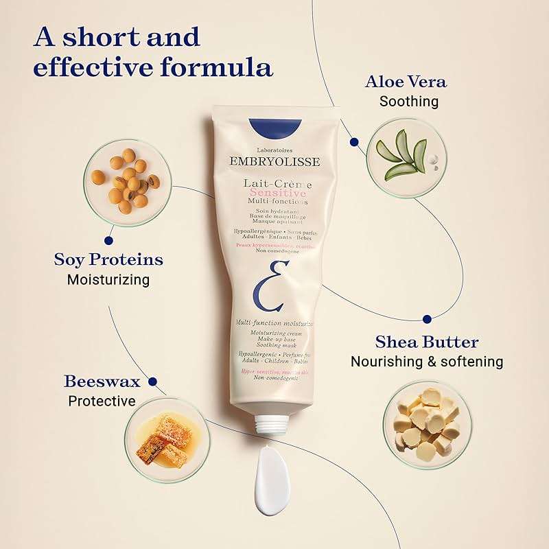 Embryolisse Lait-Crème Concentré Sensitive Face Moisturizer and Makeup Primer, Hypoallergenic Fragrance-Free Face Cream with Aloe Vera and Shea Butter - Image 4
