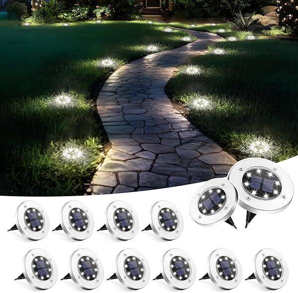 SOLPEX Solar Lights Outdoor Waterproof, 12 Pack Solar Ground Lights, Solar Garden Lights Landscape Lighting for Pathway Driveway Patio Backyard Walkway (Cool White) - Image 1