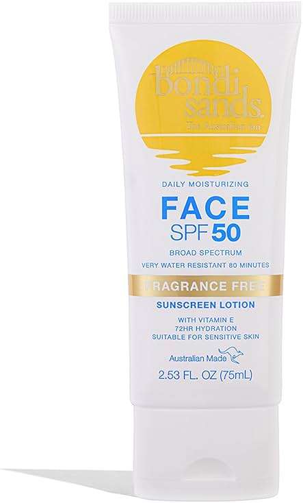 Bondi Sands Fragrance Free Daily Sunscreen Face Lotion SPF 50 | Hydrating UVA + UVB Protection, Non-Greasy, Gentle, Water Resistant | 2.53 Oz/75 mL - Image 1