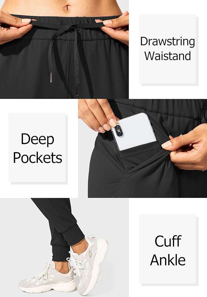 SANTINY Women's Joggers Pants Pockets Drawstring Running Sweatpants for Women Lounge Workout Jogging - Image 3