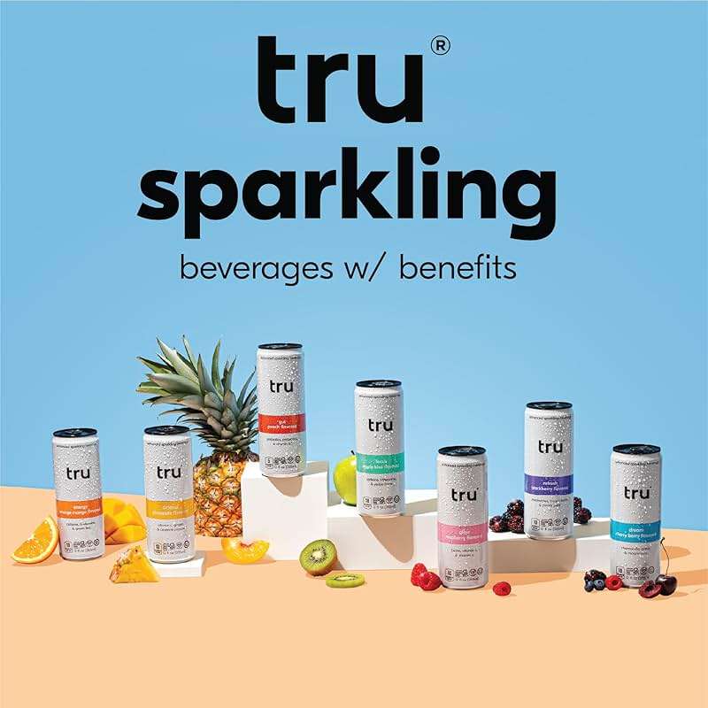 Tru Energy Drink, Caffeinated Sparkling Water with Real Fruit Juice, Orange Mango Flavored Seltzer, Natural Caffeine, No Added Sugar, Keto, Vegan, Kosher, Gluten Free, 12 Fl Oz (Pack of 12) - Image 6