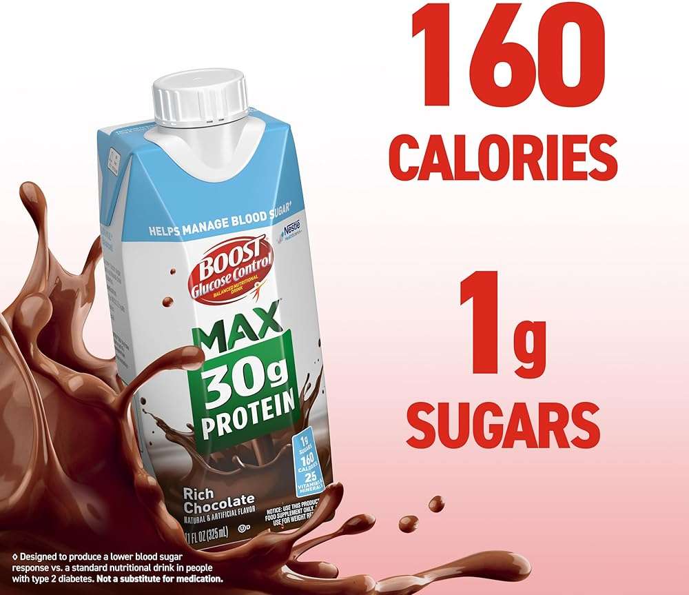 BOOST Glucose Control Max 30g Protein Nutritional Drink, Rich Chocolate, 11 Fl Oz (Pack of 12), Packaging May Vary - Image 6