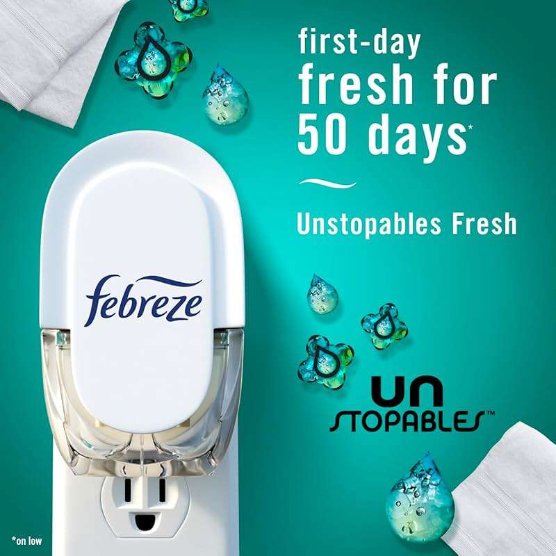 Febreze Plug-in Air Freshener, Odor-Fighting Scented Oil Refill, Air Fresheners for Home, Bathroom and Kitchen, Long Lasting, Unstopables Fresh Scent, 0.87oz Refills, Multi Color, 3 Count - Image 3
