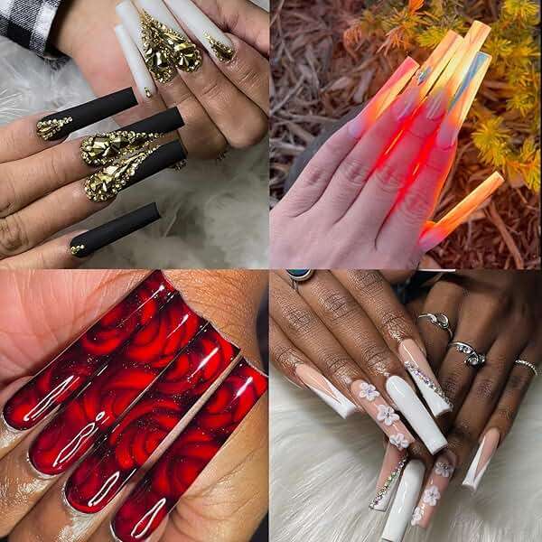 UNA GELLA Nail Tips Square XXL Tips 120 PCS No C Curve Gel Tips Extra Long Square Straight Nails Half Fake Nail Tips No Trace for Acrylic Nails Tips for Home DIY with Box - Image 2
