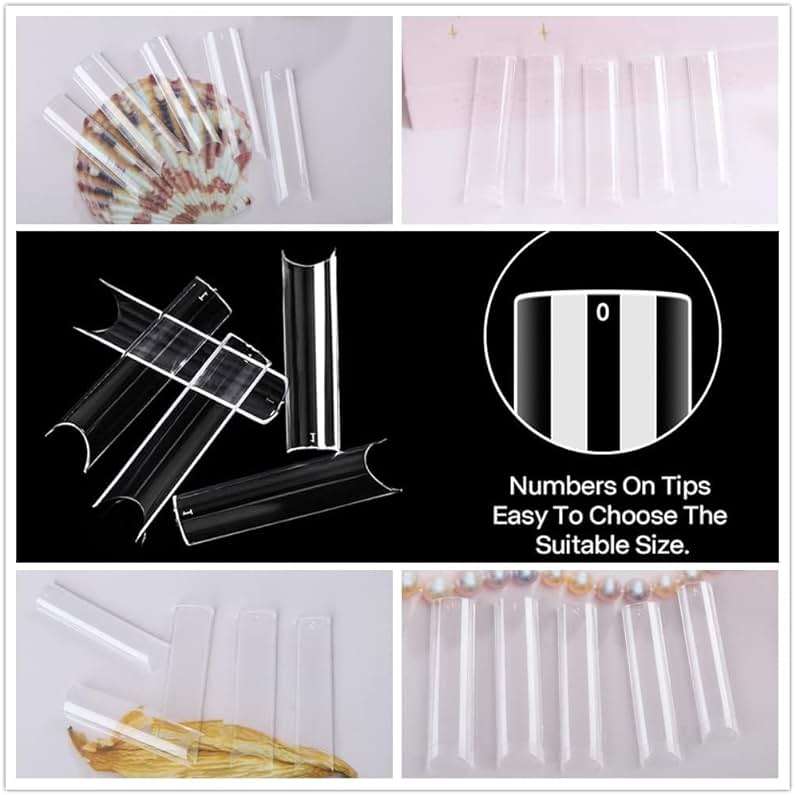 UNA GELLA Nail Tips Square XXL Tips 120 PCS No C Curve Gel Tips Extra Long Square Straight Nails Half Fake Nail Tips No Trace for Acrylic Nails Tips for Home DIY with Box - Image 6