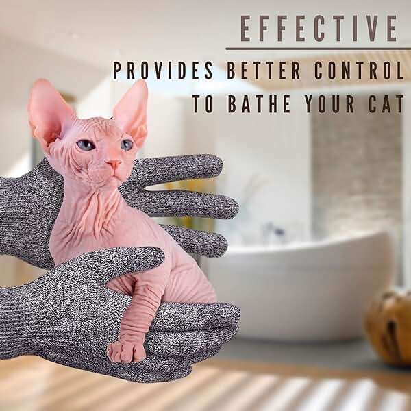 Kotomoda Sphynx Cat Bath Glove, Carbonized Bamboo Charcoal Exfoliating Mitt for Hairless Cats, Gentle Pet Grooming Bath Scrub for Peterbald and Donskoy (1 Pair) - Image 6