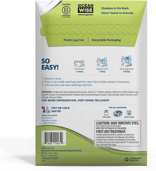 Tru Earth Platinum - Heavy Duty Laundry Detergent Sheets - Up to 64 Loads (32 Count), Fragrance Free - Ultra-Concentrated Strips Formula - Eco-Friendly Laundry Sheets - Image 2