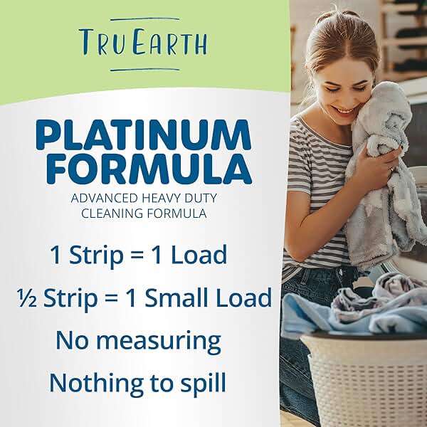 Tru Earth Platinum - Heavy Duty Laundry Detergent Sheets - Up to 64 Loads (32 Count), Fragrance Free - Ultra-Concentrated Strips Formula - Eco-Friendly Laundry Sheets - Image 6