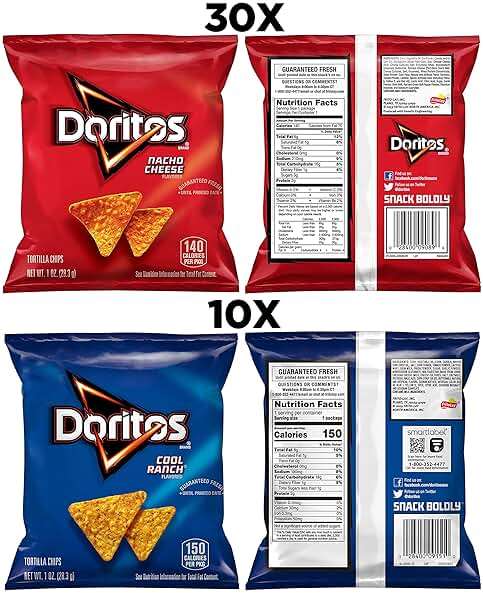 Doritos Flavored Tortilla Chips, Favorites Variety Pack (Nacho Cheese and Cool Ranch), 1 Ounce (Pack of 40) - Image 3