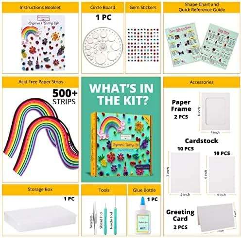 MY CREATIVE CAMP Beginner's Quilling Kit for Kids and Adults, DIY Craft Kit for Kids and Adults, Paper Quilling Kit for Beginners with Tools, Instructions & Storage Box, Makes 10+ Fun Projects - Image 2