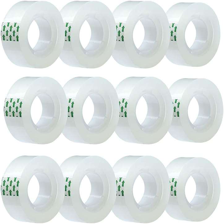 MJUNM Clear Tape Refills Rolls for Dispenser, Transparent Tape, 12 Rolls, 1 inch Core, 3/4 inch x 900 inches - Image 2