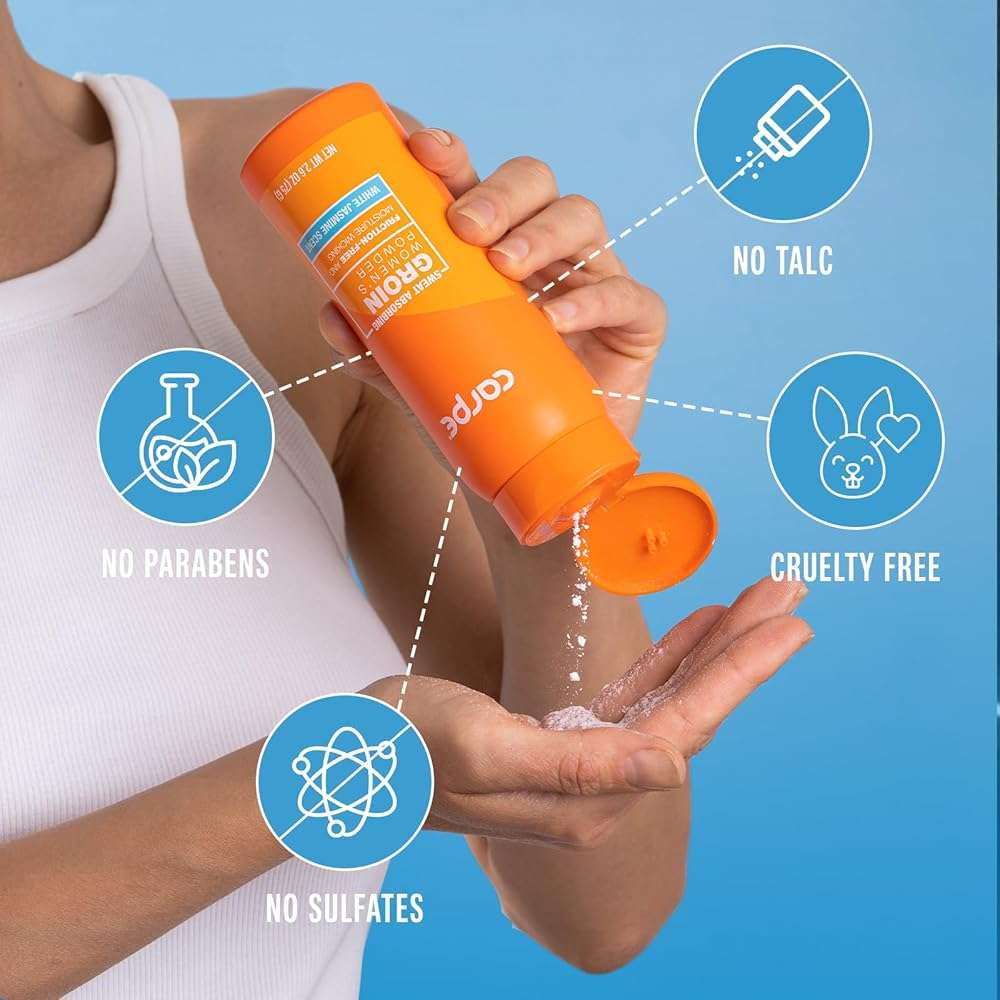 Carpe Sweat Absorbing Talc-Free Body Powder for Women, Anti-Chafing and Safe for Feminine Areas, White Jasmine Scent - Image 2