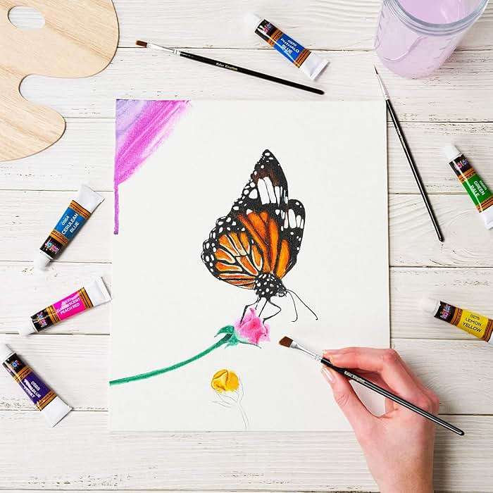 Acrylic Paint Set Canvas Art Paints 24 Colors Perfect Paint Finish (0.41oz,12 ml) With 3 Brushes - Painting Canvas, Paper, Wood, Rock, MDF, Ceramic & Fabric - Image 7