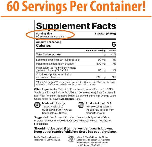 Jigsaw Health Potassium Cocktail | Formerly Pickleball Cocktail | Orange Flavor | 60 Servings (Packets) - Image 2