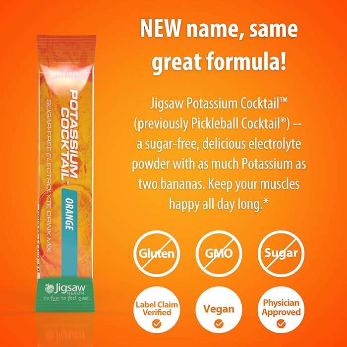 Jigsaw Health Potassium Cocktail | Formerly Pickleball Cocktail | Orange Flavor | 60 Servings (Packets) - Image 4