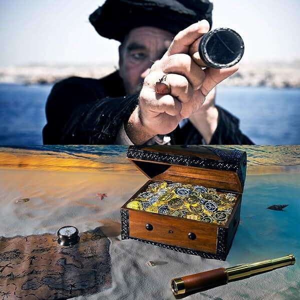 Pirate Monocular Telescope, 25x30 High Powered Zoomable Collapsible Brass Spyglass Handheld Waterproof Telescope Monocular for Bird Watching Hunting Hiking Travelling - Image 9