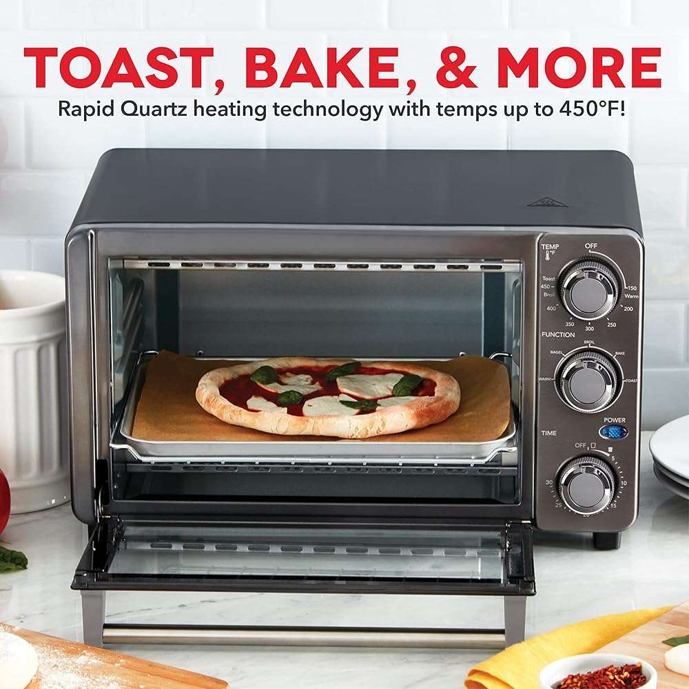 Dash Express Toaster Oven - Space-Saving Countertop Design - Versatile Use with adjustable temperature dial & Quick Heat-Up System - Dishwasher Safe Accessories - Bake, Broil & Toast - Black - Image 5