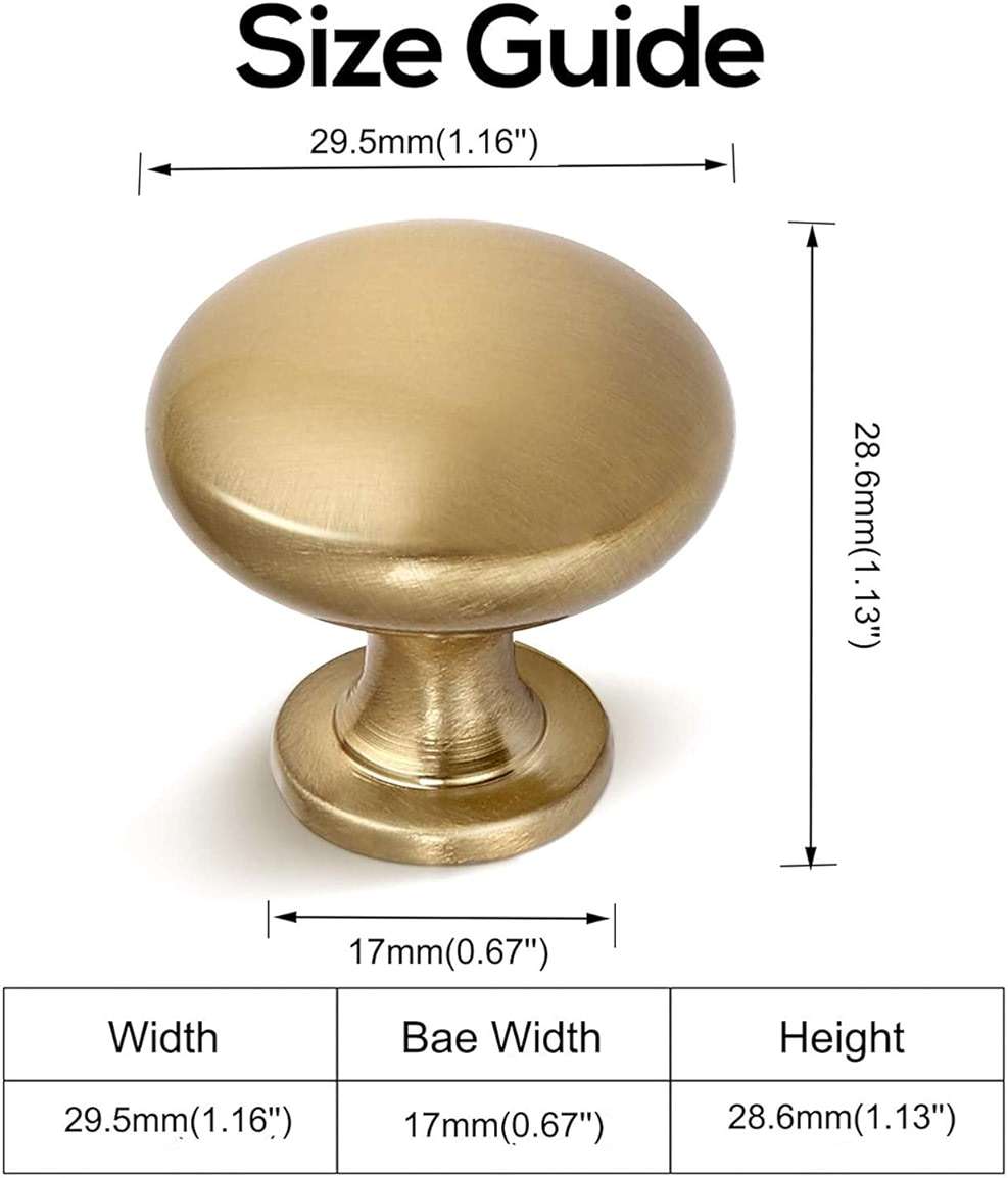 NIZADO 6 Pack Solid Cabinet Knob Warm Gold Kitchen Drawer Knob Champagne Bronze,Euro Style Dresser Knob Antique Brass Furniture Hardware,Diameter:1-1/5 " - Image 3