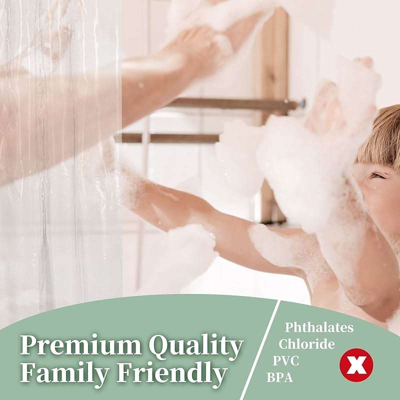 Barossa Design Plastic Shower Liner Clear - Premium PEVA Shower Curtain Liner with Rustproof Grommets and 3 Magnets, Waterproof Cute Lightweight Standard Size Bathroom Curtains - Clear - Image 3