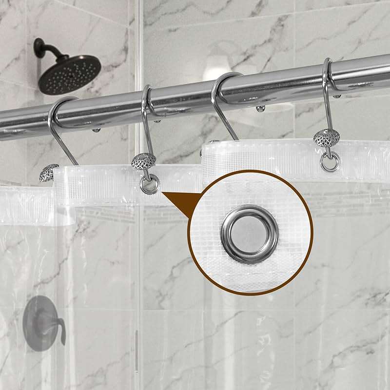 Barossa Design Plastic Shower Liner Clear - Premium PEVA Shower Curtain Liner with Rustproof Grommets and 3 Magnets, Waterproof Cute Lightweight Standard Size Bathroom Curtains - Clear - Image 6