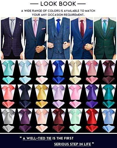 TIE G Solid Satin Woven dyed Color Formal Black Necktie and Pocket Square Sets in Gift Box - Image 6