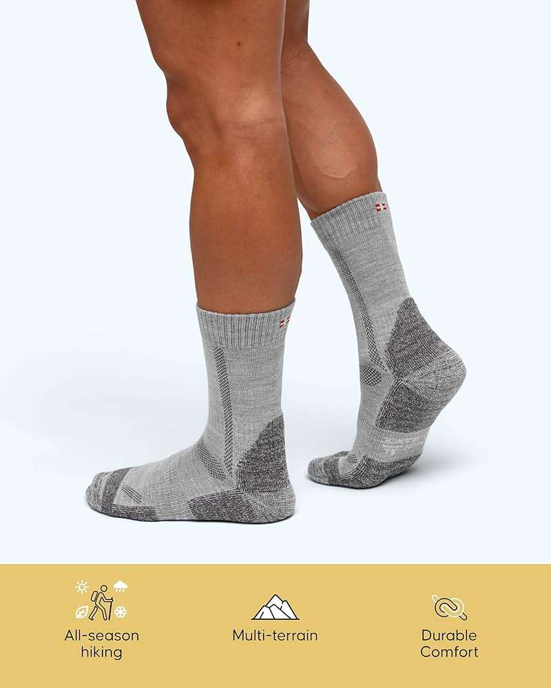 DANISH ENDURANCE Merino Wool Hiking Socks for Men & Women, Breathable, Anti-Blister Socks for Outdoors, 3 or 5-Pack - Image 4