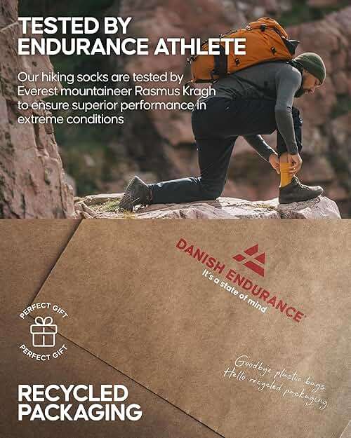 DANISH ENDURANCE Merino Wool Hiking Socks for Men & Women, Breathable, Anti-Blister Socks for Outdoors, 3 or 5-Pack - Image 6