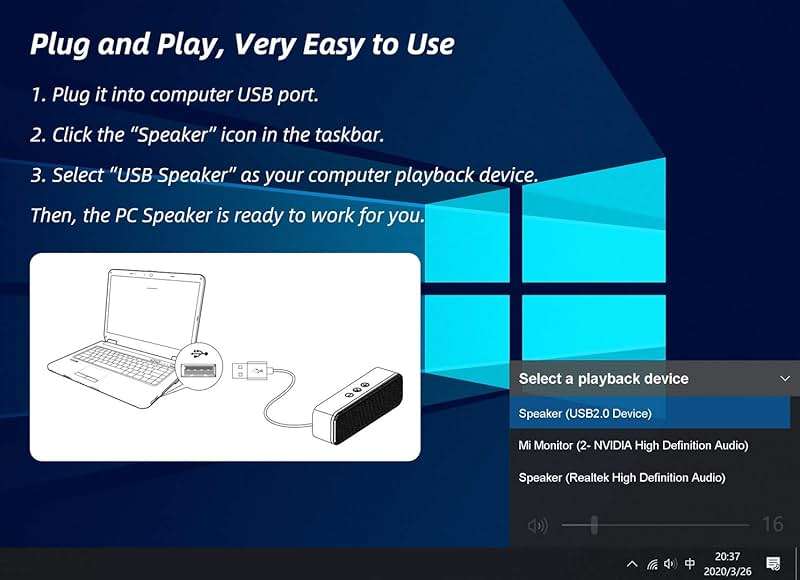 LIELONGREN [Newer] USB Computer Speaker for Desktop, Laptop Speaker, PC Speaker, Small Computer Soundbar with Hi-Quality Sound, Loud Control Volume, Rich Bass - Image 8