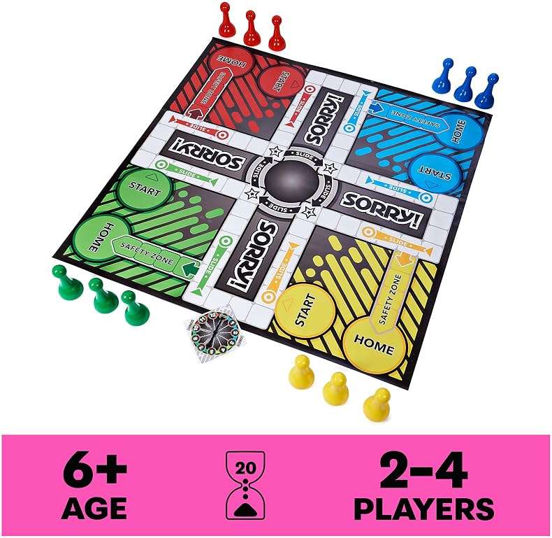 Giant Sorry Classic Family Board Game Indoor Outdoor Retro Party Activity Summer Toy with Oversized Gameboard, for Adults and Kids Ages 6 and up - Image 3