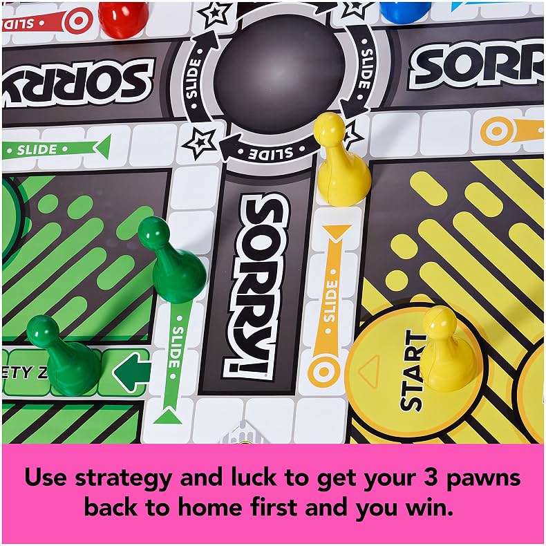 Giant Sorry Classic Family Board Game Indoor Outdoor Retro Party Activity Summer Toy with Oversized Gameboard, for Adults and Kids Ages 6 and up - Image 5