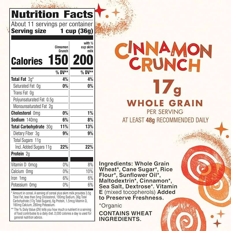 Cascadian Farm Organic Cinnamon Crunch Cereal, Family Size, 14.5 oz - Image 2