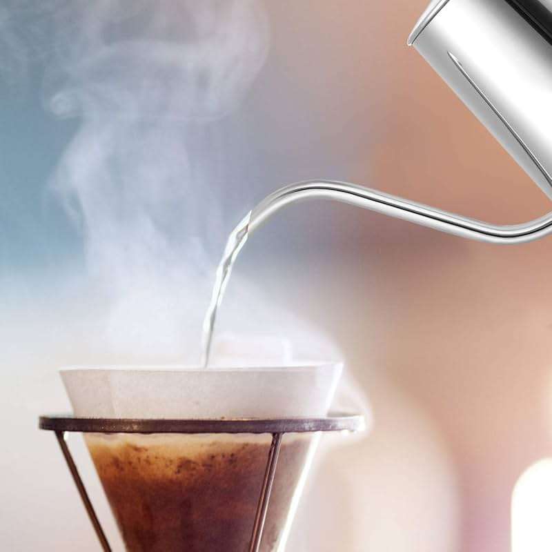 GWHOLE Small Pour Over Gooseneck Coffee Kettle 12oz/350ml Long Narrow Drip Spout Coffee Tea Pot for Stove Top - Silver - Image 5