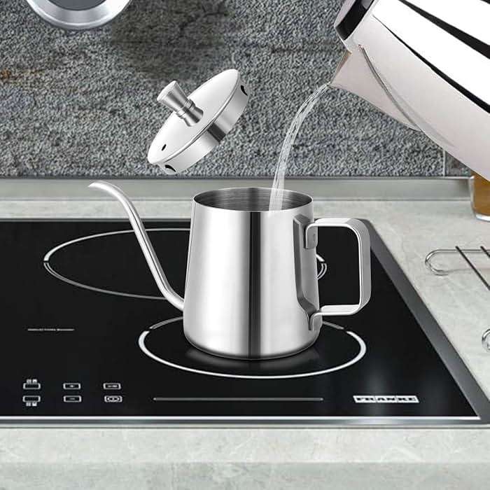 GWHOLE Small Pour Over Gooseneck Coffee Kettle 12oz/350ml Long Narrow Drip Spout Coffee Tea Pot for Stove Top - Silver - Image 6