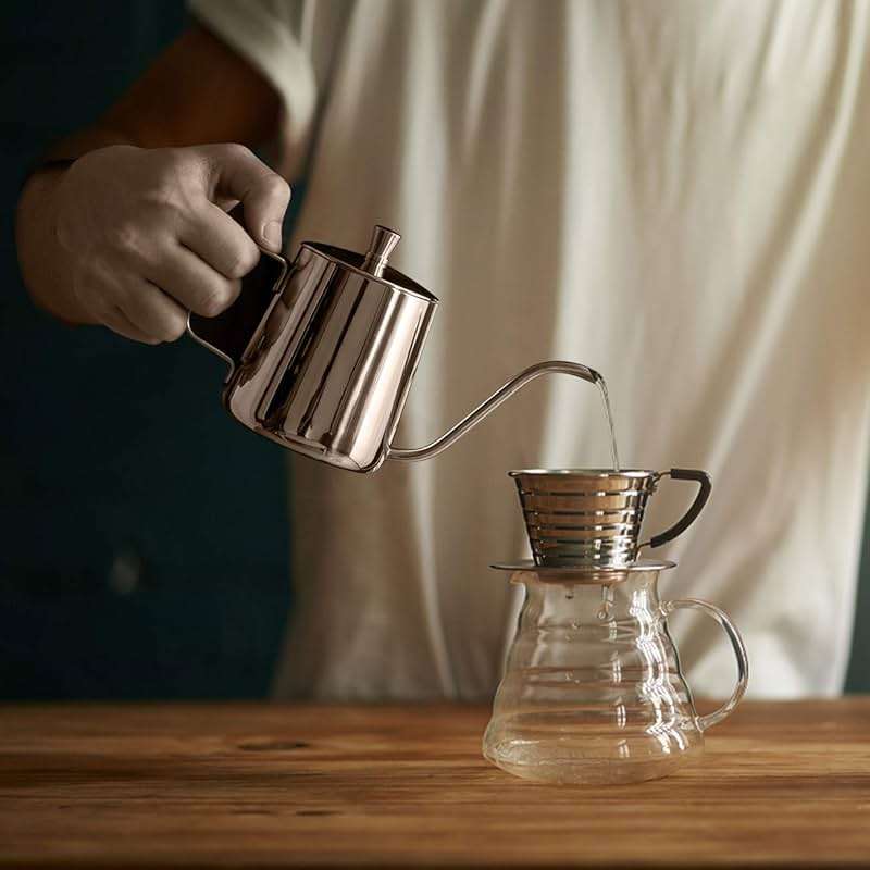 GWHOLE Small Pour Over Gooseneck Coffee Kettle 12oz/350ml Long Narrow Drip Spout Coffee Tea Pot for Stove Top - Silver - Image 7