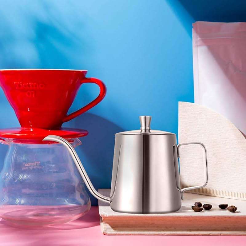 GWHOLE Small Pour Over Gooseneck Coffee Kettle 12oz/350ml Long Narrow Drip Spout Coffee Tea Pot for Stove Top - Silver - Image 8