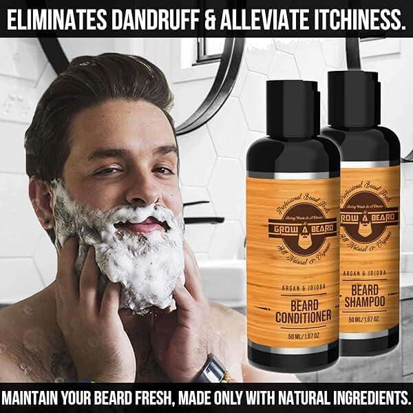 Beard Straightener Grooming Kit for Men, Beard Growth Kit, Wash, Brush & Comb, Unscented Growth Oil, All Natural Sandalwood Balm, Conditioner, Razor & Scissors, Great Gift Idea for Men's (Bamboo) - Image 3